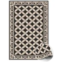 Tulup Vinyl Tapijt - Spaanse tegels Tapijt Vinyl - 140 x 210 cm - Zwart En Beige Vinylmat - PVC Floor Mat - PVC Vloer Mat - Slaapkamertapijt - Keukentapijt