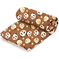 Nobleza Hondendeken - Kattendeken - Fleecedeken - Huisdierdeken - 100x120 cm - Bruin met Panda Print