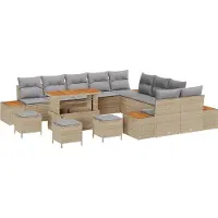 vidaXL Tuinbank Set 14 st 13-Aantal zitplaatsen Beige Poly rattan