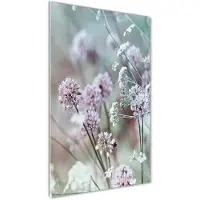 Tulup Glasschilderij - Foto Schilderij Op Glas Knoflookbloemen - 50 cm x 100 cm - Weiß Schilderij Glas - Schilderij Op Glas - Klassieke Glasafbeeldingen - Schilderij Glas - Glaspanelen voor de Keuken