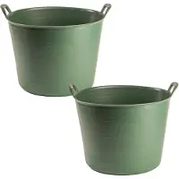 PlasticForte Flexibele kuip of emmer - 2x - groen - 42 liter - stevig kunststof - 45 x 38 cm - Afvalbak - Wasmand - Opbergmand