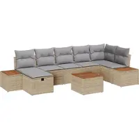 vidaXL Tuinbank Set 8 st Beige poly rattan