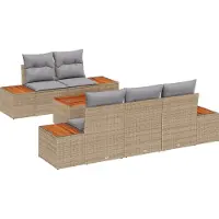 vidaXL Tuinbank Set 6 st Beige Poly rattan