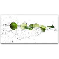 Tulup Glasschilderij - Schilderij Op Glas Limoenen - 100 cm x 50 cm - Grün Foto Op Glas - Foto In Glas - Vintage Glasdecoratie - Foto Glas - Glaspanelen voor de Keuken