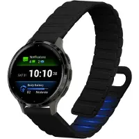 Kwmobile sporthorloge band geschikt voor Garmin Venu 3S /2S / vivoactive 4S /Forerunner 265S 255S bandje - Smartwatch of activity tracker polsband - Met magneetsluiting - In zwart