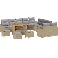 vidaXL Tuinbank Set 14 st Beige poly rattan