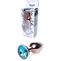 Bossoftoys - Rose Gold Plug with Blue stone - length 7 CM - Dia 2,7 CM