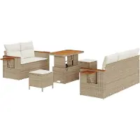 vidaXL Tuinbank Set 10 st 7-Aantal zitplaatsen Beige en Crème