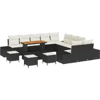 vidaXL Tuinbank Set 14 st Zwart poly rattan