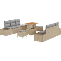 vidaXL Tuinbank Set 9 st Beige poly rattan
