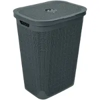 Addis Wasmand 'Hessian' met deksel - 60 Liter - Box - Antraciet - Ventilatie