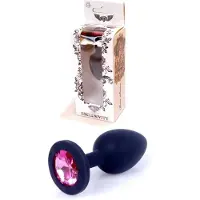 Bossoftoys Butt plug - Anaal plug- Jawellery Black - 100% Siliconen- PLUG Small- Pink Diamond