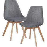 En.casa Eetkamerstoelen Fläten set van 2 stuks corduroy grijs en naturel []