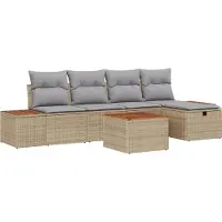 vidaXL Tuinbank Set 6 st Beige poly rattan