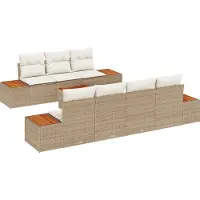 vidaXL Tuinbank Set met opslag 8 pcs Beige Poly rattan