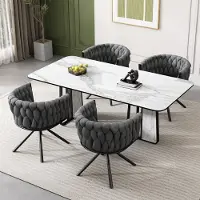 Merax Velvet Eetkamerstoelen - Set van 4 - Draaibaar 360° - Grijs - Luxe & Comfort - Metalen Poten