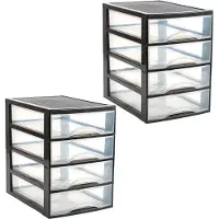 PlasticForte Ladekastje bureau organizer - 8x lades - zwart/transparant - L26 x B35 x H36 cm - kunststof