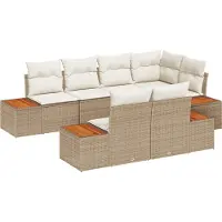 vidaXL Tuinbank Set 7 st 7-Aantal zitplaatsen Beige en Crème