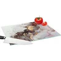 KitchenYeah Glazen Snijplank - 39x28 - Rood - Marmer - Goud - Snijplanken Glas