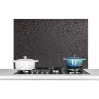 KitchenYeah Spatscherm keuken 100x65 cm - Kookplaat achterwand Leer - Lederlook - Zwart - Licht - Muurbeschermer - Spatwand fornuis - Hoogwaardig aluminium