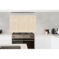 KitchenYeah Spatscherm - Leer - Print - Beige - Patronen - Keuken - 120x80 cm - Spatwand fornuis - Keuken achterwand