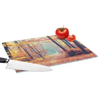 KitchenYeah Glazen Snijplank - 39x28 - Bos - Herfst - Bladeren - Snijplanken Glas
