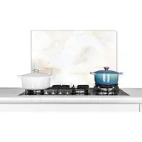KitchenYeah Spatscherm keuken 70x50 cm - Kookplaat achterwand Marmer - Zwart - Geel - Muurbeschermer - Spatwand fornuis - Hoogwaardig aluminium