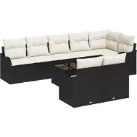 vidaXL Tuinbank Set 9 st Zwart en Wit poly rattan