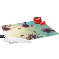 KitchenYeah Glazen Snijplank - 39x28 - Palmboom - Lucht - Bomen - Zomer - Tropisch - Snijplanken Glas