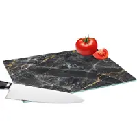 KitchenYeah Glazen Snijplank - 28x20 - Marmer - Kalk - Patronen - Snijplanken Glas