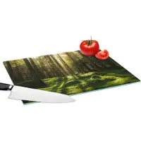 KitchenYeah Glazen Snijplank - 39x28 - Bomen - Bos - Mos - Planten - Zon - Natuur - Snijplanken Glas