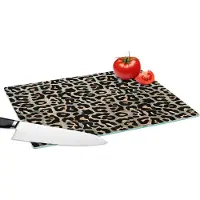 KitchenYeah Glazen Snijplank - 39x28 - Dierenprint - Panter - Bruin - Luxe - Snijplanken Glas
