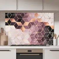 KitchenYeah Spatscherm keuken 120x80 cm - Kookplaat achterwand Vintage - Marmer print - Goud - Rose - Marmerlook - Muurbeschermer - Spatwand fornuis - Hoogwaardig aluminium
