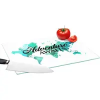 KitchenYeah Glazen Snijplank - 39x28 - Wereldkaart - Quote - Waterverf - Snijplanken Glas