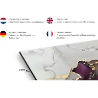 KitchenYeah Spatscherm - Goud - Paars - Abstract - Marmer print - Spatwand - Keuken - Spatwand - Achterwand keuken - 120x60 cm