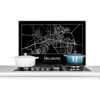 KitchenYeah Spatscherm keuken 90x60 cm - Kookplaat achterwand Plattegrond - Helmond - Kaart - Stadskaart - Muurbeschermer - Spatwand fornuis - Hoogwaardig aluminium