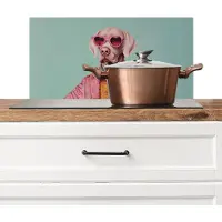 KitchenYeah Spatscherm keuken 70x30 cm - Kookplaat achterwand Hond - Overhemd - Bloemen - Bril - Muurbeschermer - Spatwand fornuis - Hoogwaardig aluminium
