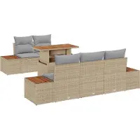 vidaXL Tuinbank Set 6 st Beige Poly rattan