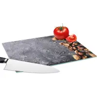 KitchenYeah Glazen Snijplank - 28x20 - Noten - Herfst - Keuken - Industrieel - Snijplanken Glas