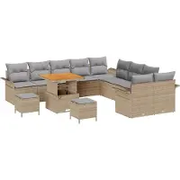 vidaXL Tuinbank Set 13 st 12-Aantal zitplaatsen Beige en Lichtgrijs