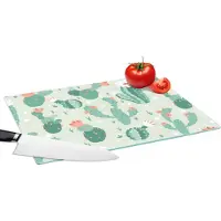 KitchenYeah Glazen Snijplank - 39x28 - Cactus - Patronen - Bloem - Snijplanken Glas