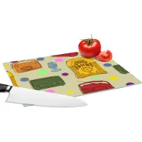 KitchenYeah Glazen Snijplank - 28x20 - Vintage - Radio - Microfoon - Patroon - Snijplanken Glas