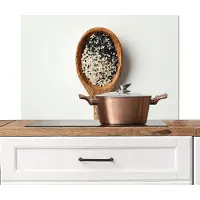 KitchenYeah Spatscherm keuken 80x55 cm - Kookplaat achterwand Lepel - Sesam - Wit - Muurbeschermer - Spatwand fornuis - Hoogwaardig aluminium