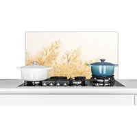 KitchenYeah Spatscherm keuken 80x40 cm - Kookplaat achterwand Pampasgras - Zon - Gras - Muurbeschermer - Spatwand fornuis - Hoogwaardig aluminium