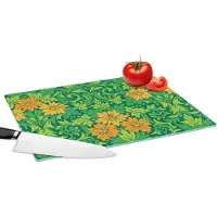 KitchenYeah Glazen Snijplank - 39x28 - Bladeren - Bloemen - Boho - Hippie - Patronen - Snijplanken Glas