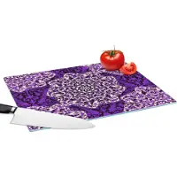 KitchenYeah Glazen Snijplank - 39x28 - Roos - Paars - Patronen - Barok - Snijplanken Glas