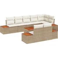 vidaXL Tuinbank Set 8 st 8-Aantal zitplaatsen Beige en Crème
