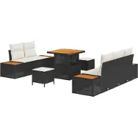 vidaXL Tuinbank Set 8 st 7-Aantal zitplaatsen Zwart en Crème