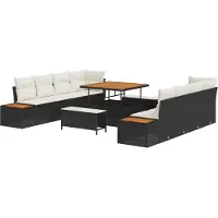 vidaXL Tuinbank Set 11 st 10-Aantal zitplaatsen Zwart Poly rattan