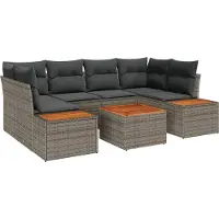 vidaXL Tuinbank Set 7 st Grijs Poly rattan